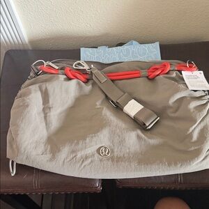 lululemon athletica Beige Shoulder Bag with Orange Accent Handle